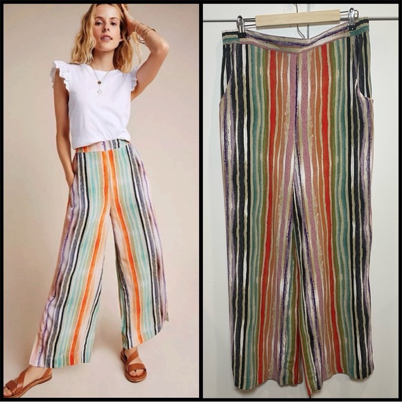 Peck & Peck Pants - Peck & Peck Striped Wide-Leg Pants Size Large